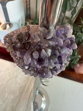 Purple Amethyst Chip Beaded Heart Accent - Unbranded, bracelet